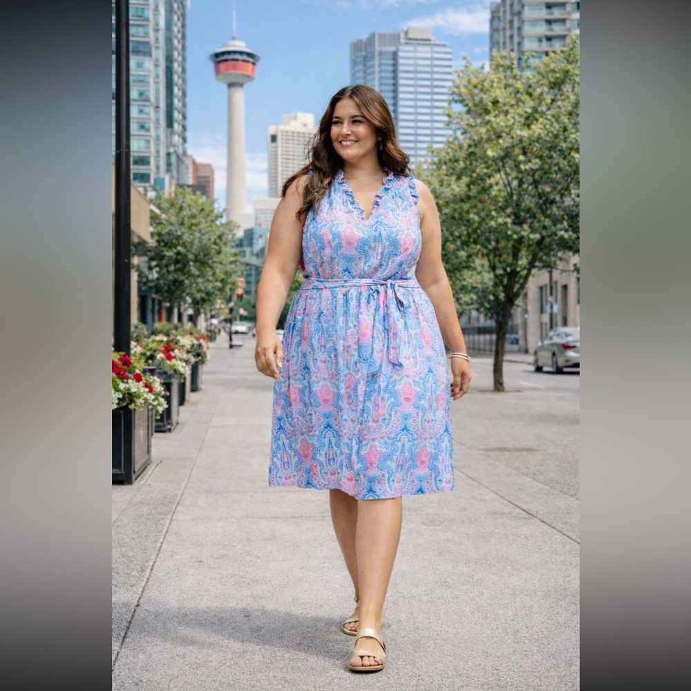 Talbots NWT FIT & FLARE DRESS - ISLAND PAISLEY size 16W.